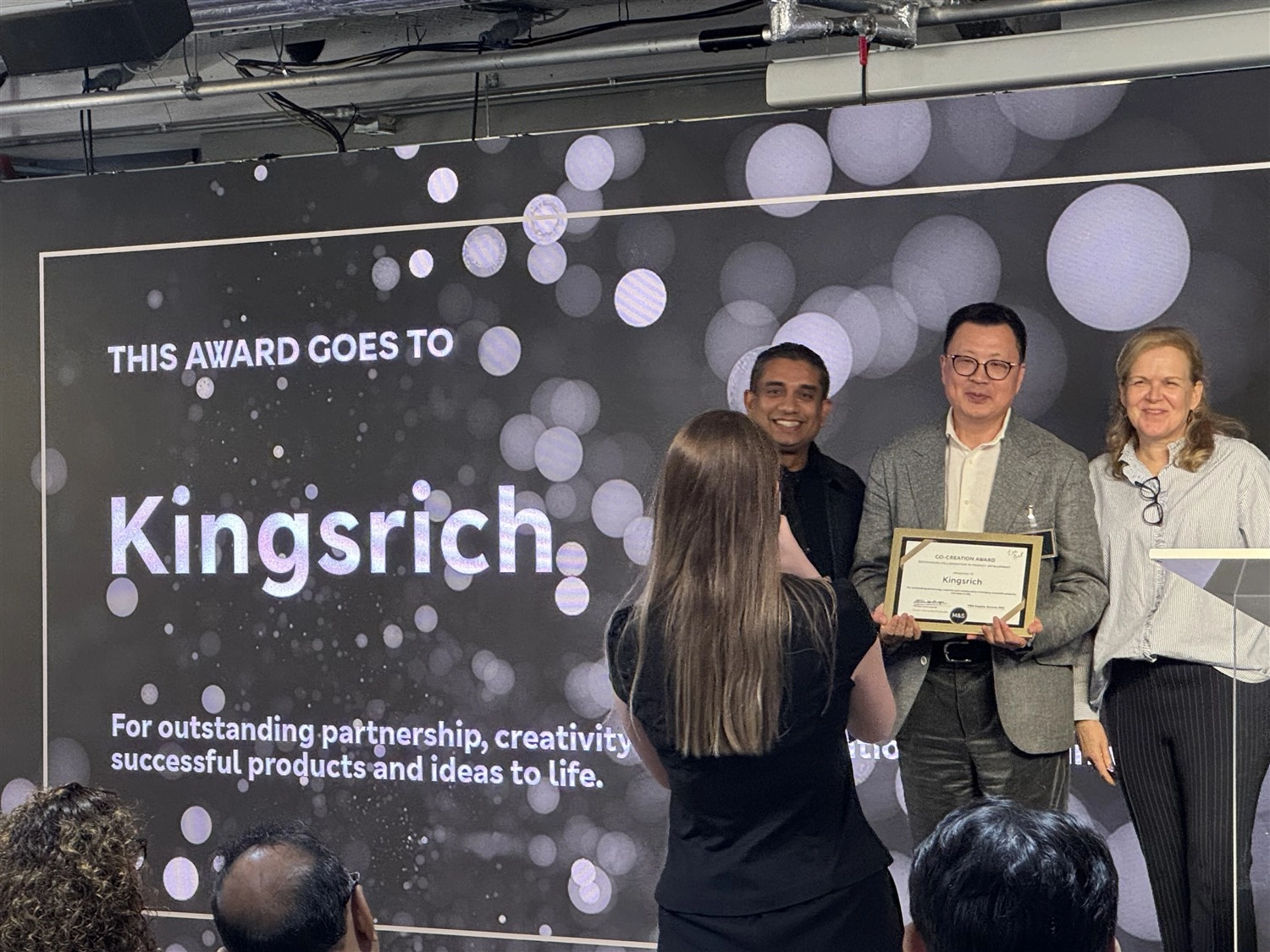 Kingsrich receiving the Co-Creation Award at the M&S Supplier Summit 2026